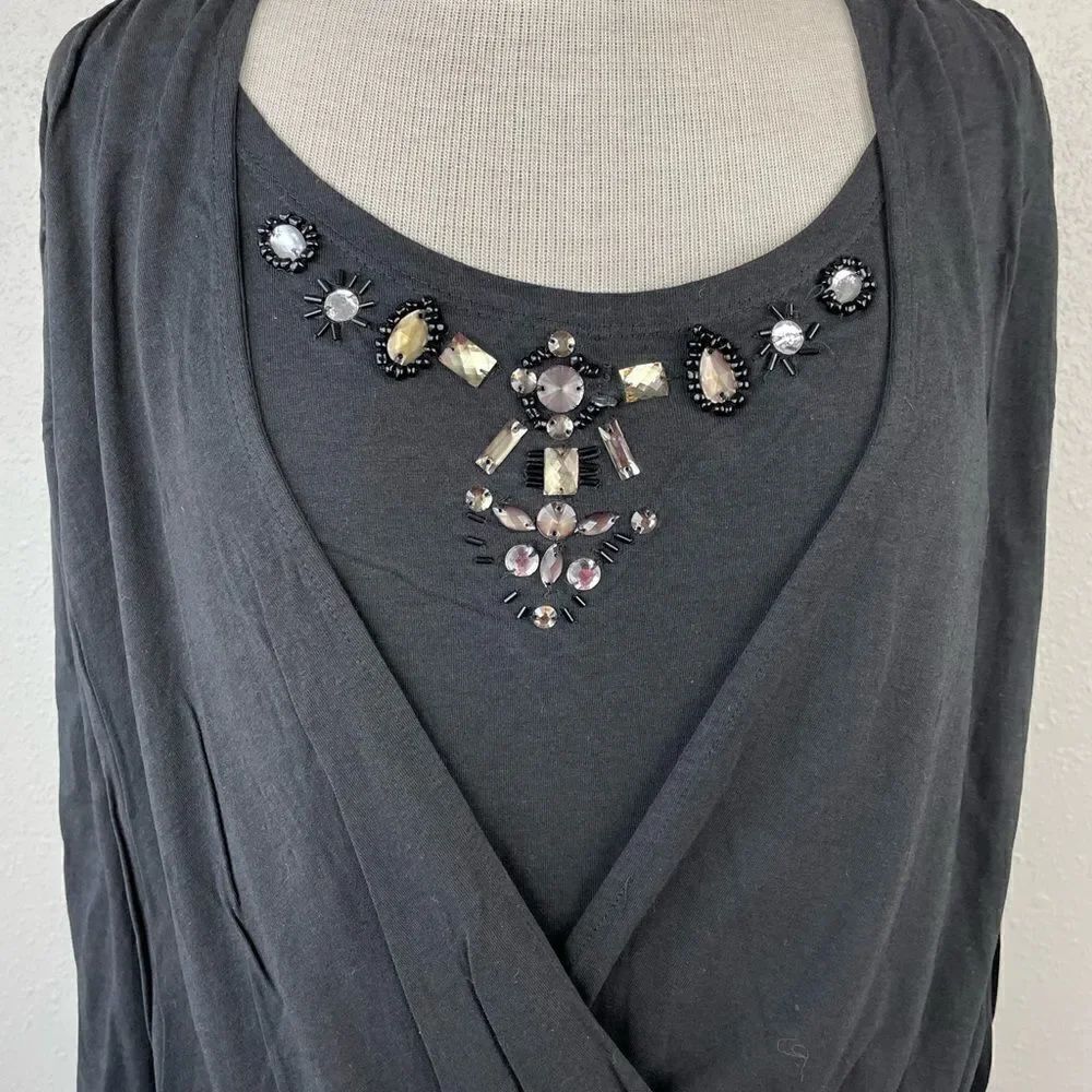 ECU Passports Womens Black 3/4 Sleeve Top Size M